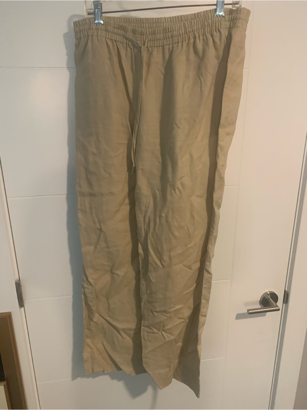 4/$20 Women’s Beige Drawstring Linen Blend Pants Paula Jones of New York